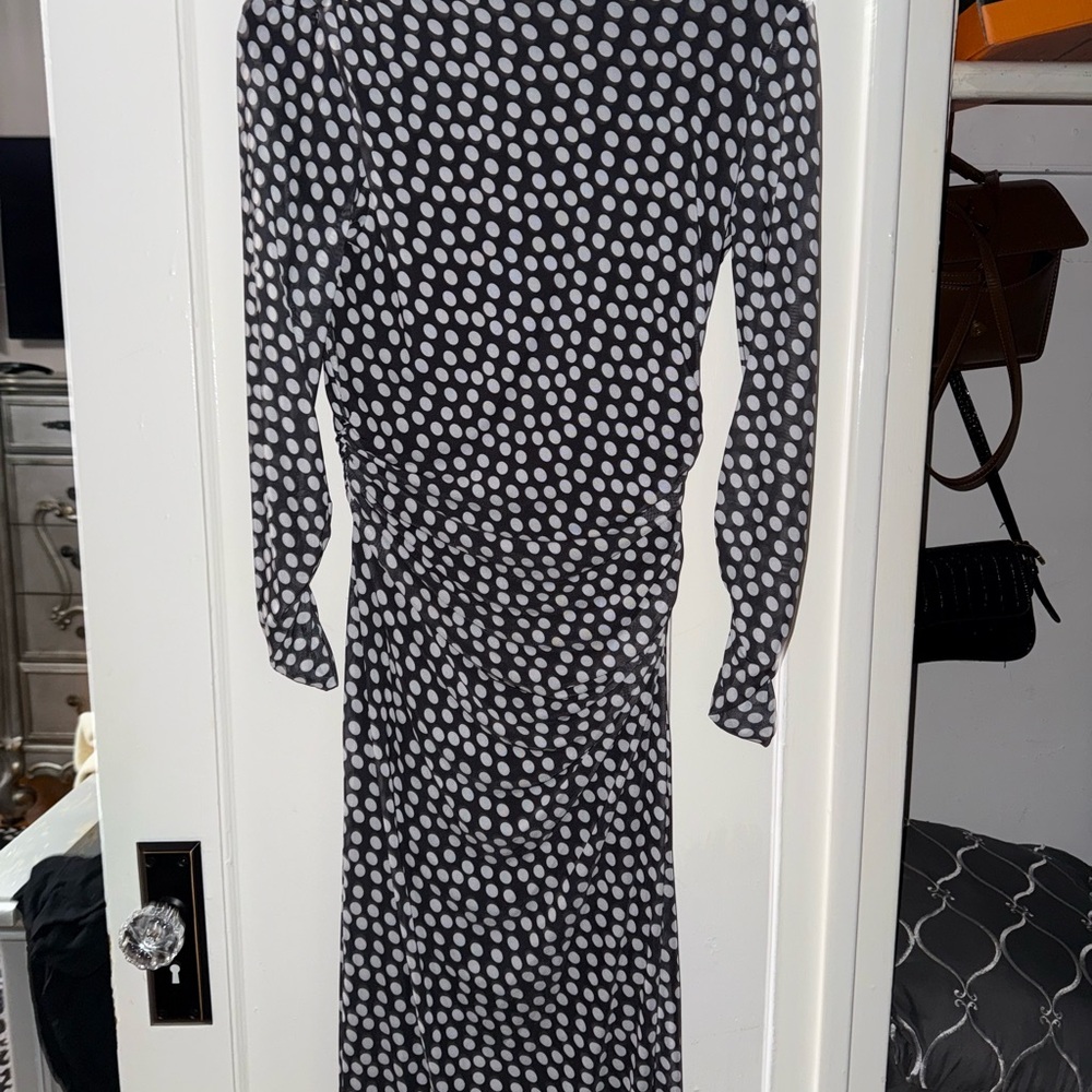 Elegant Black and White Polka Dot Dress